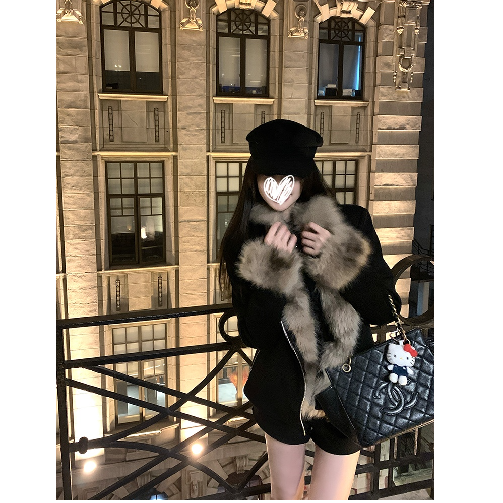 蒂安娜小姐 冬季黑色保暖加厚加厚小香风女短款冬韩版外套