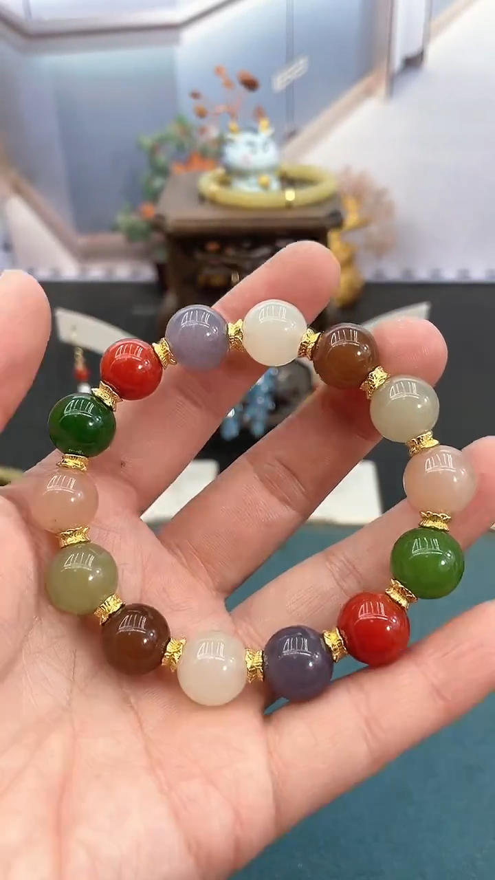 未镶嵌耳饰玛瑙/玉髓12mm多宝手串