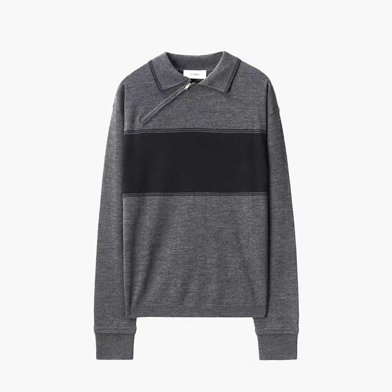 ETHOR 设计师品牌25新款秋冬 斜拉链Polo针织