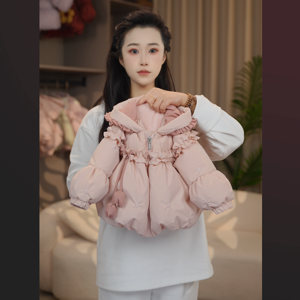 【ZH设计师款】白鸭绒女童儿童羽绒服刺绣时尚连帽保暖加厚韩版