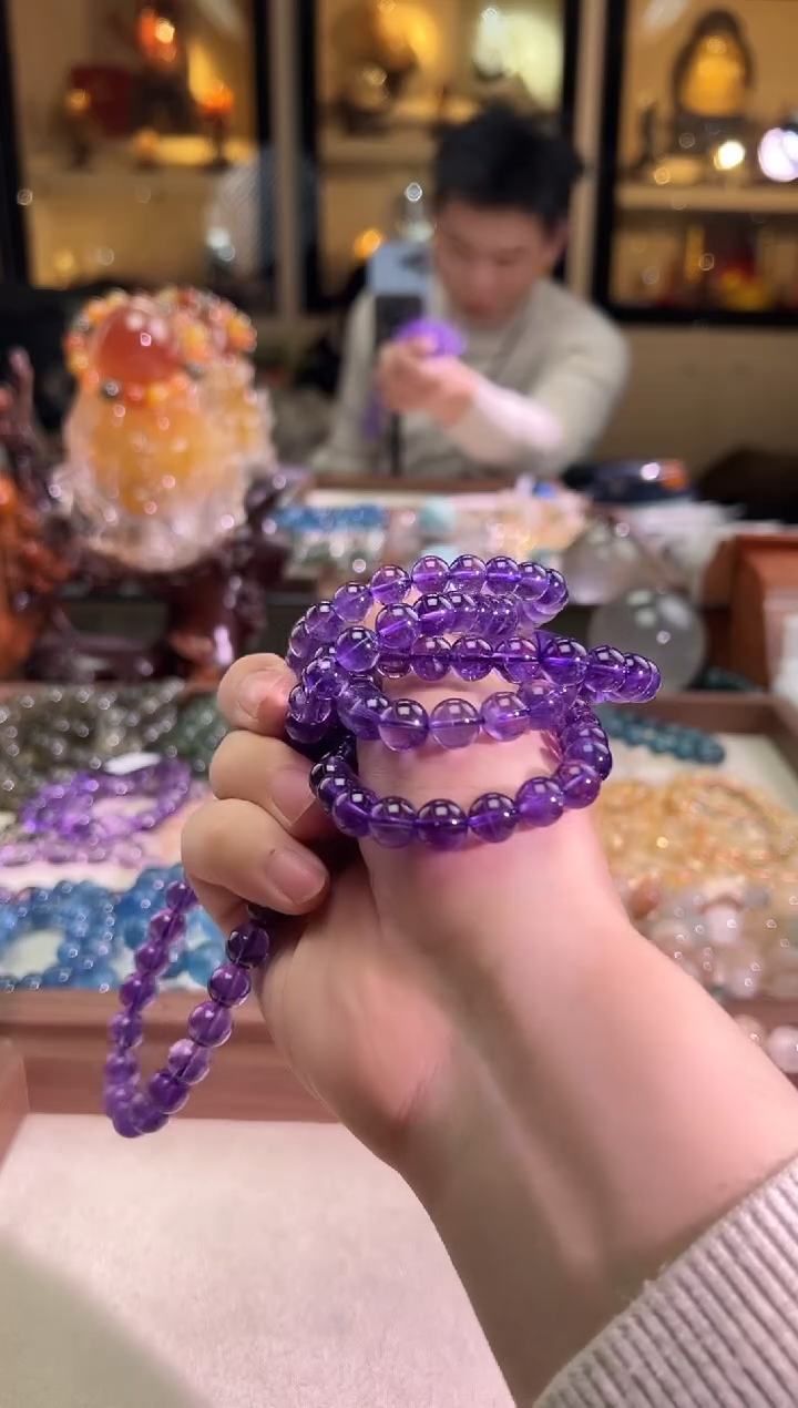 未镶嵌手链水晶9mm+透体乌拉圭紫水（多样性发一）