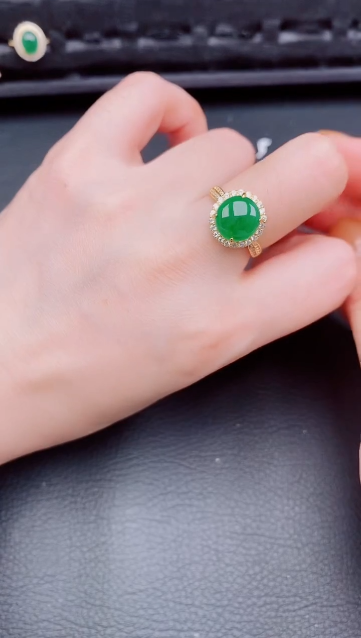 【闪购商品】翡翠戒指银S925镶嵌天然a货翡翠452