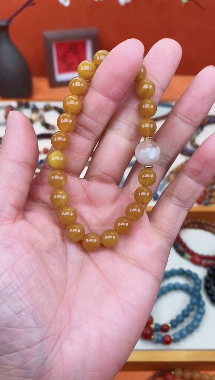 【闪购商品】蜜蜡手链未镶嵌08老蜡单圈