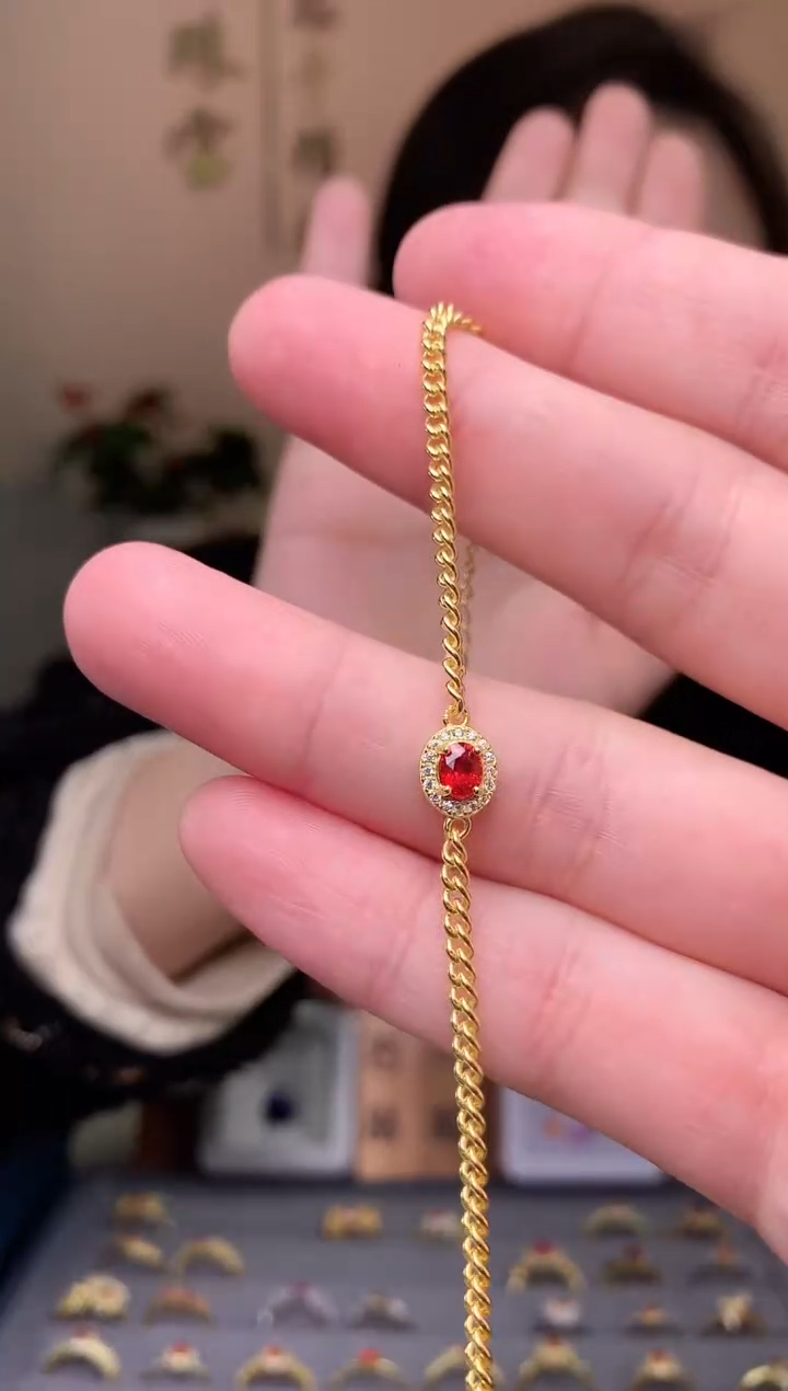 【闪购商品】蓝宝石手链银S925镶嵌手链