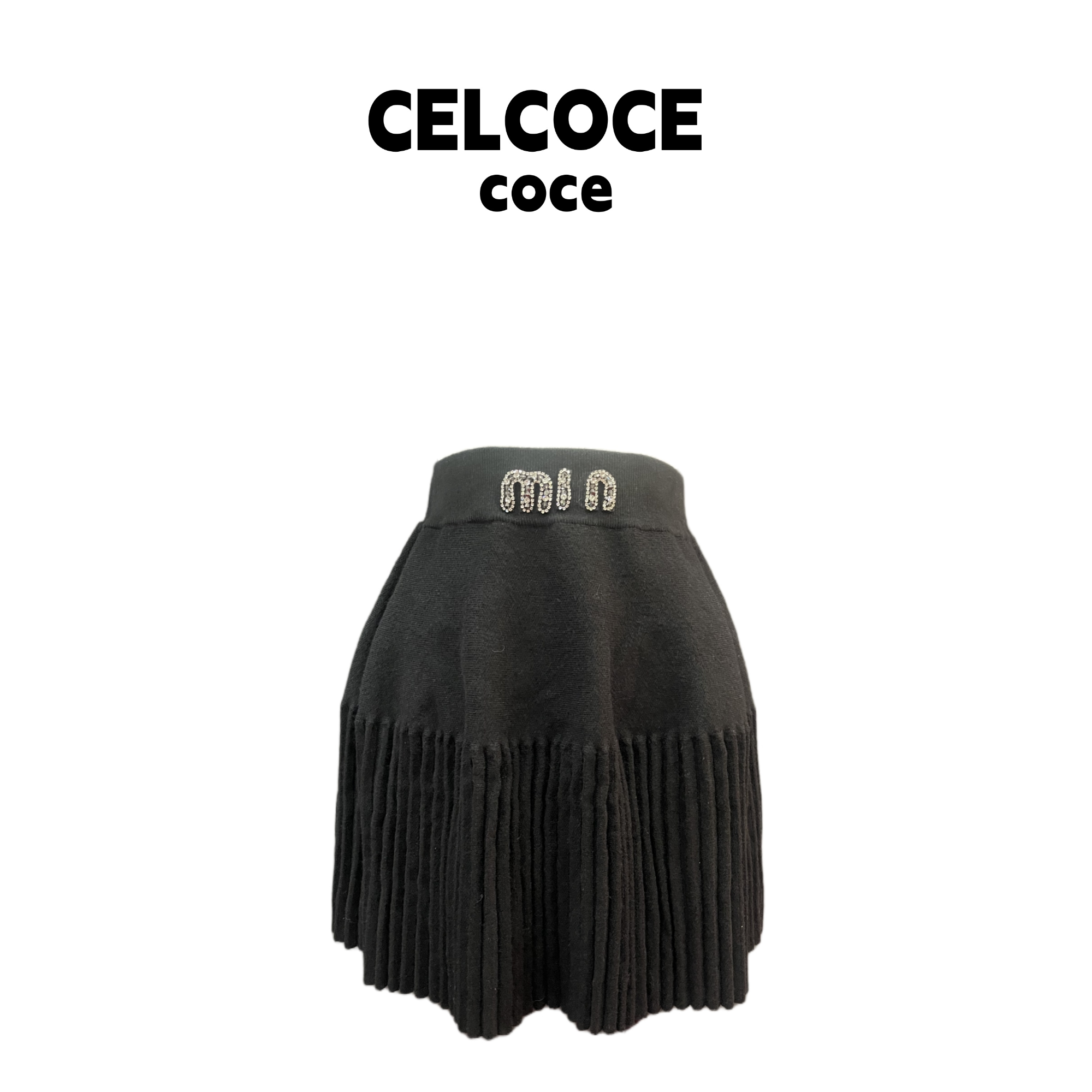 CELCOCE-K01针织高腰弹力百褶半身裙女秋冬高端南油气质女-现