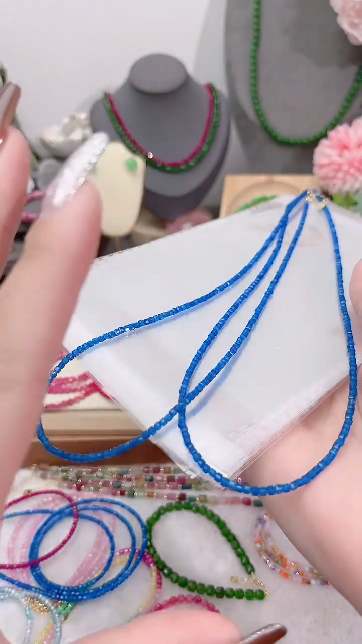 颈饰蓝宝石银S925镶嵌蓝方99