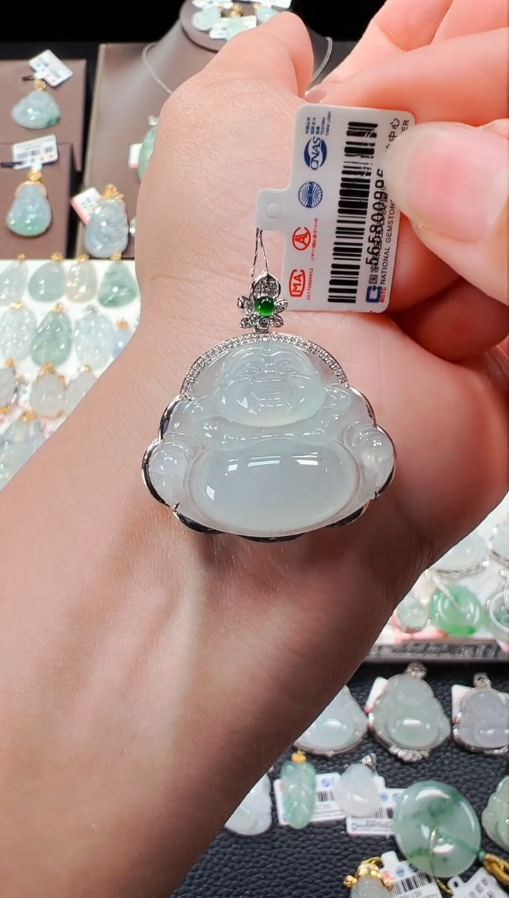 【闪购商品】翡翠吊坠(不含链)18K金镶嵌佛公吊坠996