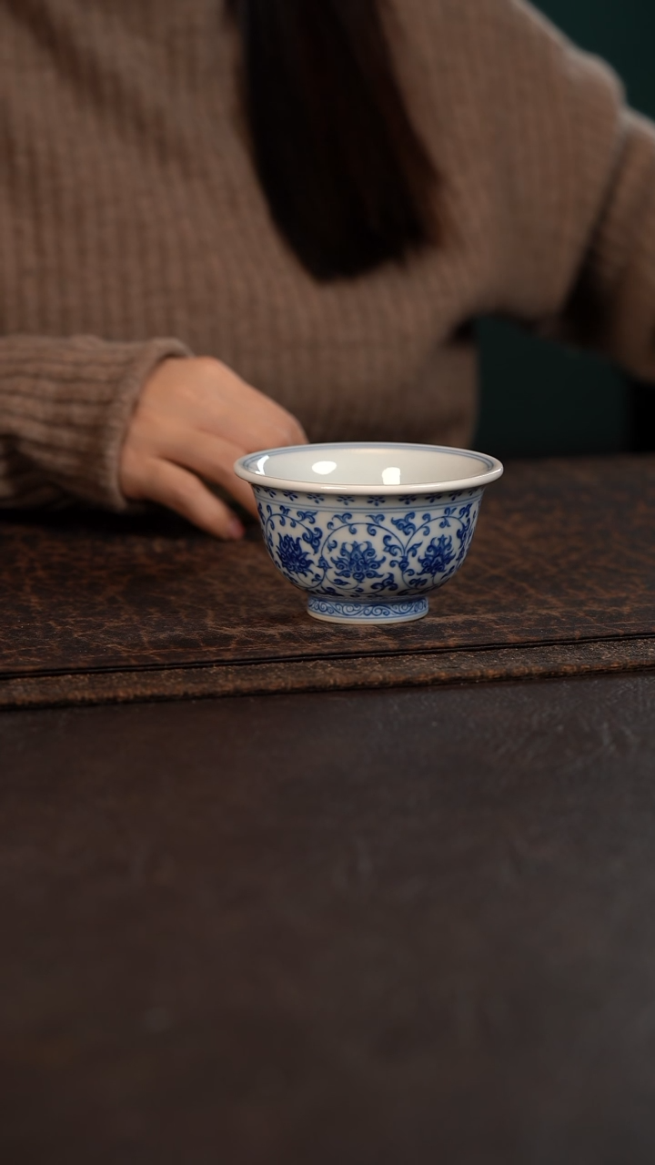 【闪购商品】杯望月怀古缠枝莲大压手杯