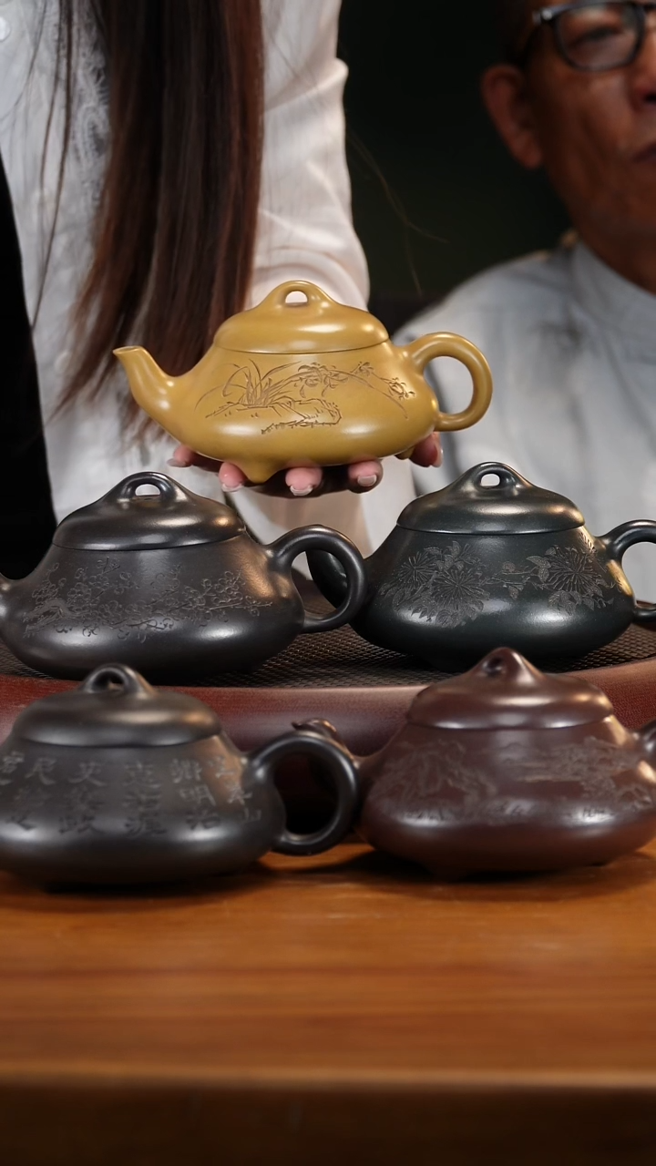茶壶紫砂48GSZ矮石瓢套壶