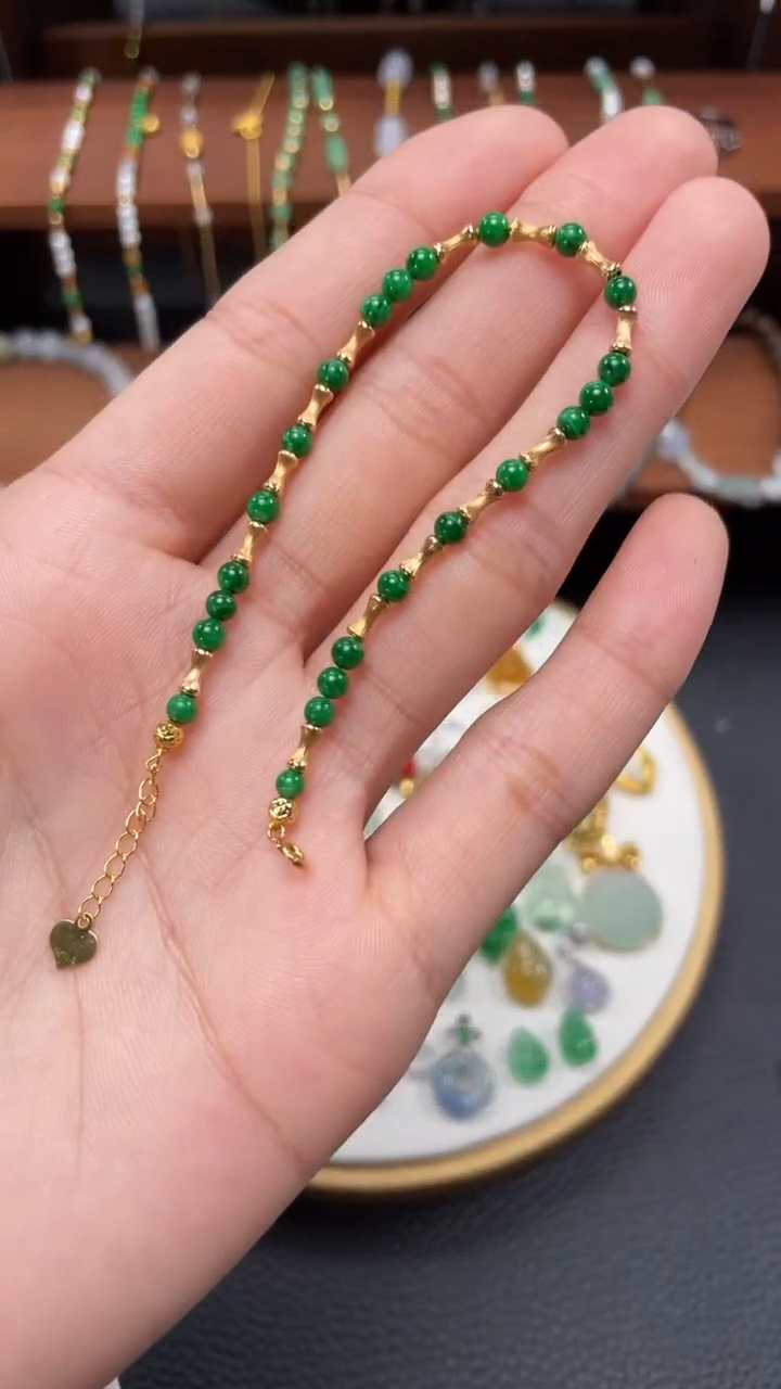 【闪购商品】翡翠套链18K金镶嵌一个  JK102