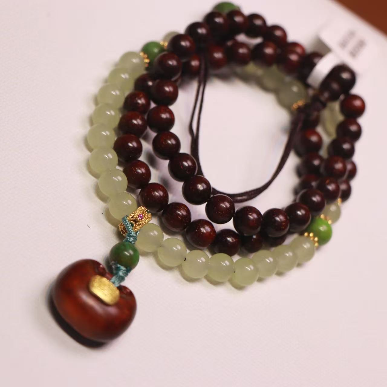 「沐兮文创」原创复古设计款血檀如意项链