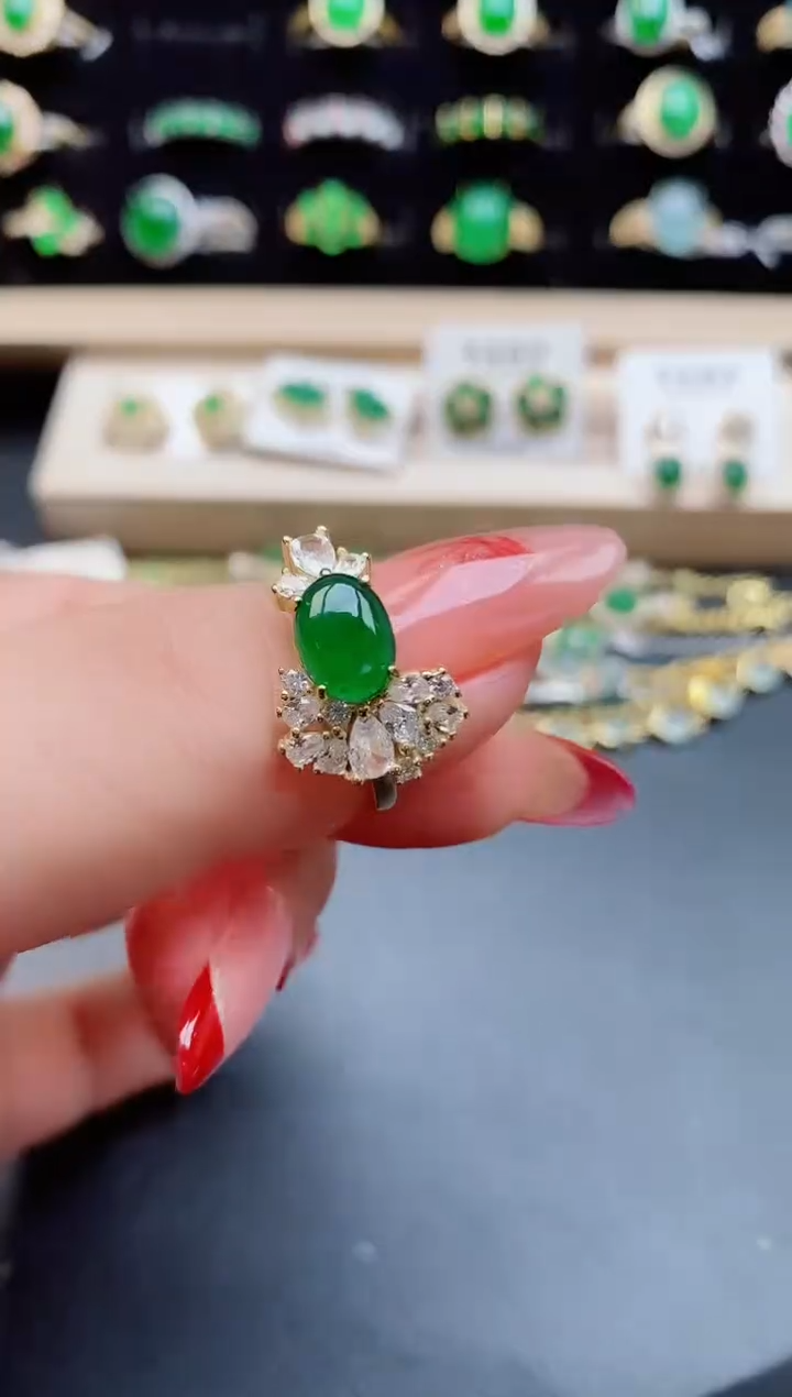 【闪购商品】翡翠戒指银S925镶嵌50850