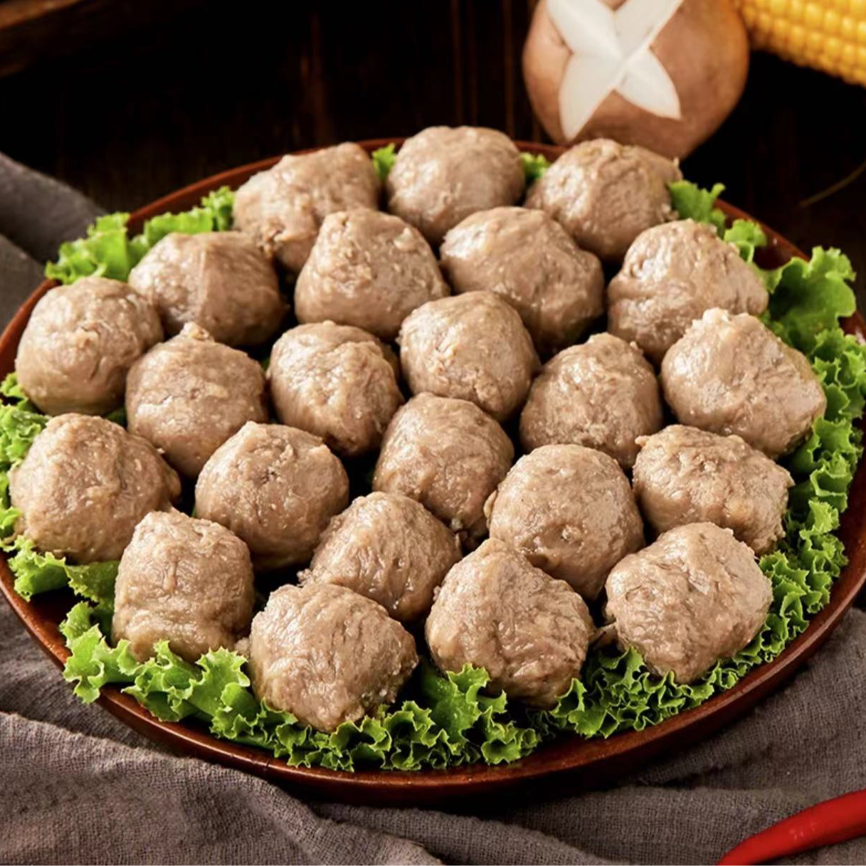 潮汕牛肉丸正宗手打潮州特产牛肉丸子烧烤火锅食材250克/ 包/6包