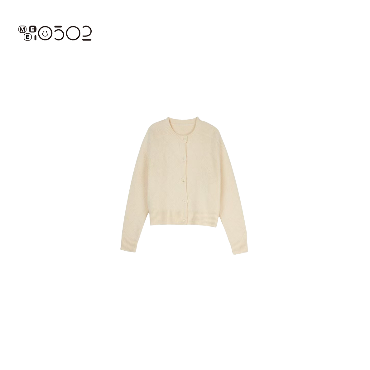 MEI0502 100绵羊毛菱格粗针长袖开衫 2509033