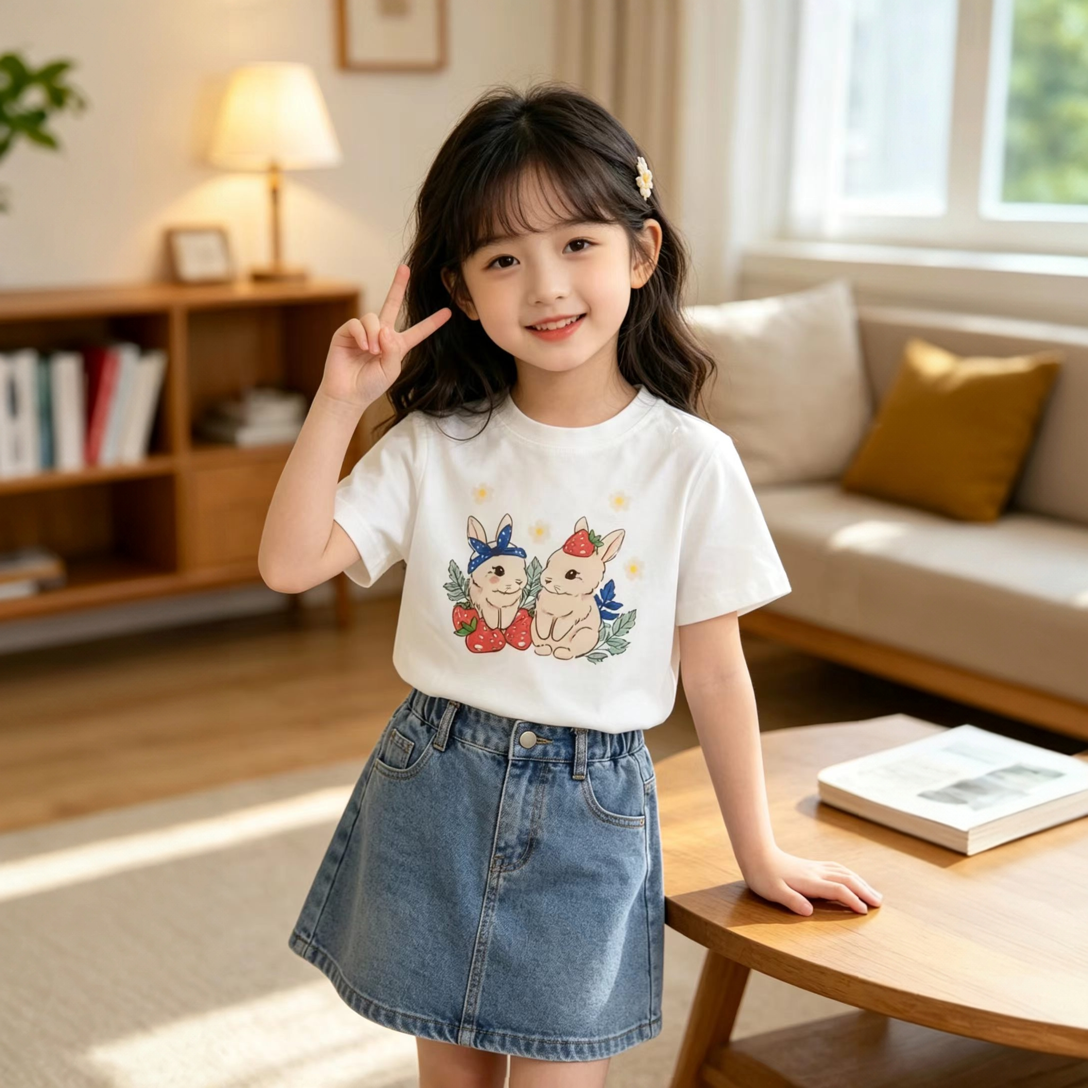 【小飞象】白色小兔子圆领T恤862881