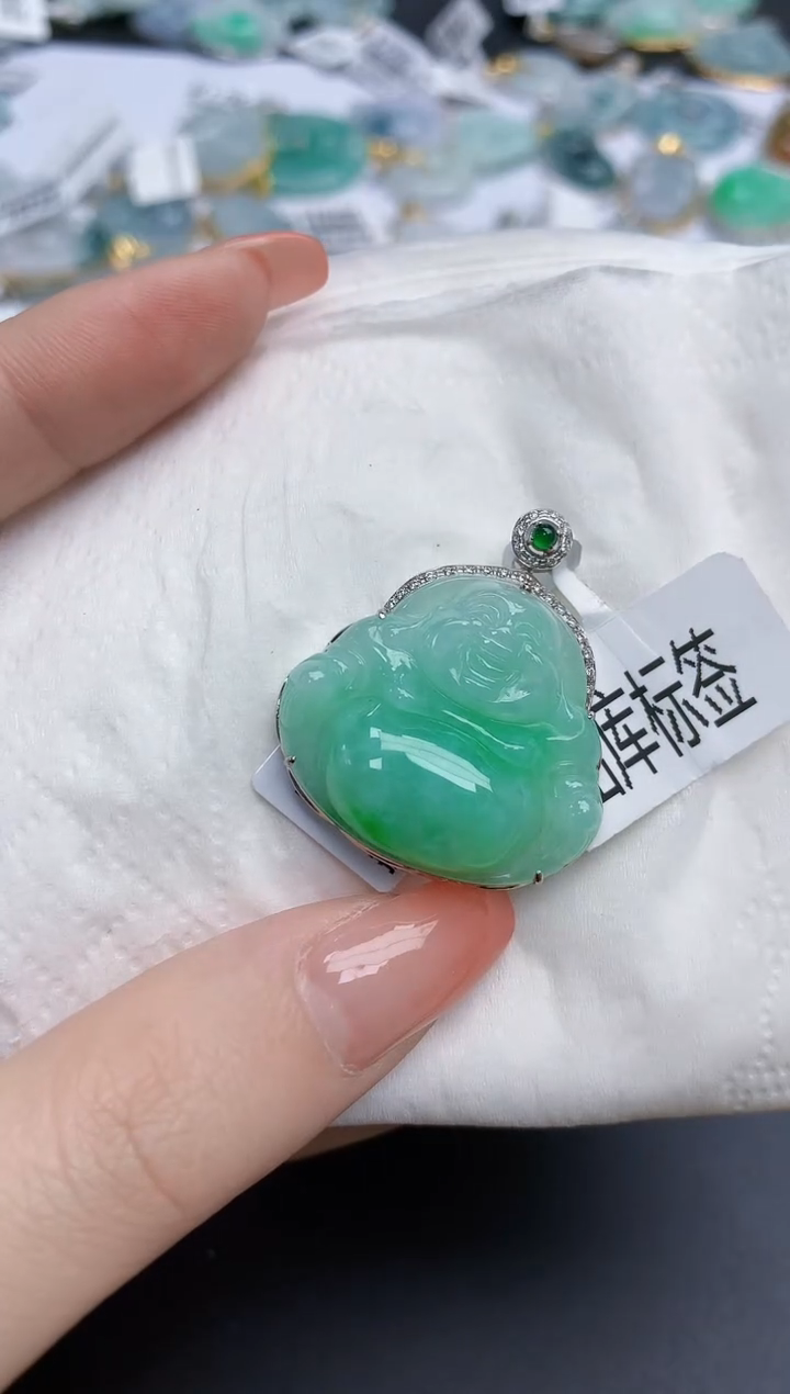 【闪购商品】翡翠颈饰18K金镶嵌天然缅甸翡翠A货