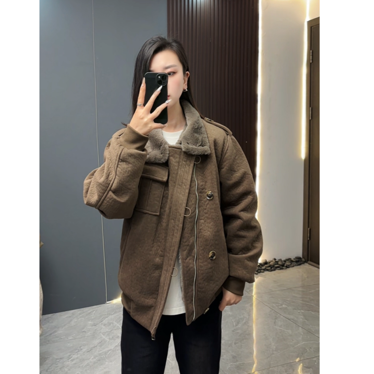 男版西班牙皮毛一体外套潮流痞帅男士加绒外套