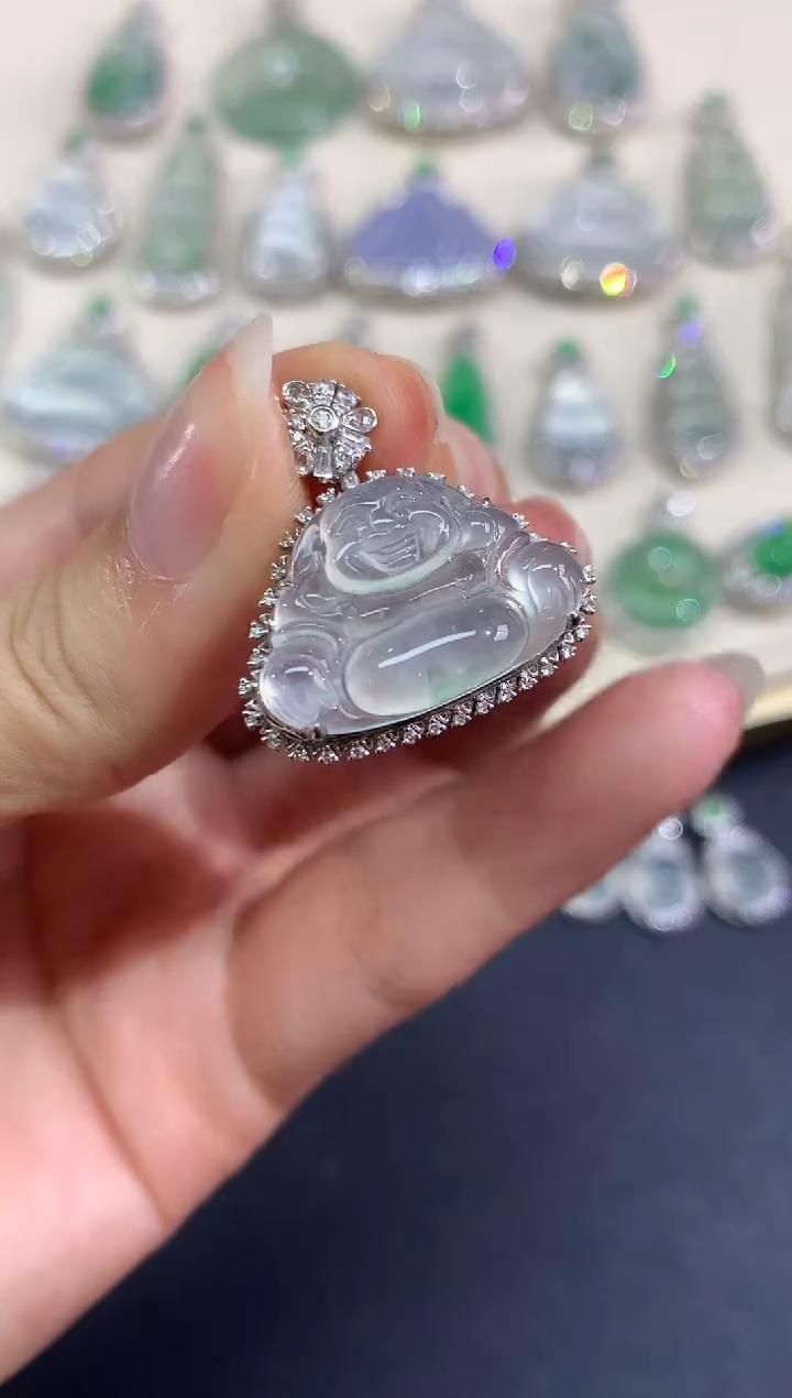 吊坠(不含链)18K金镶嵌翡翠吊坠(不含链)|7800