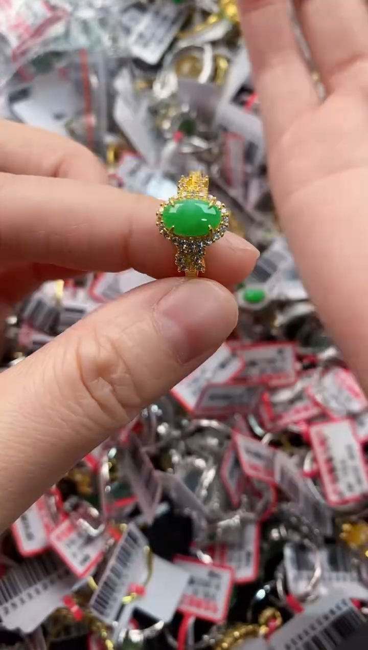 银S925镶嵌戒指翡翠111----7