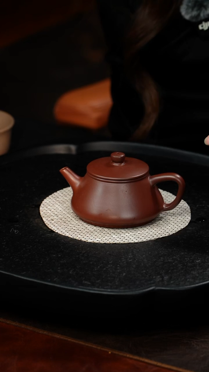 茶壶紫砂平盖石瓢7 紫朱泥120毫升 SL