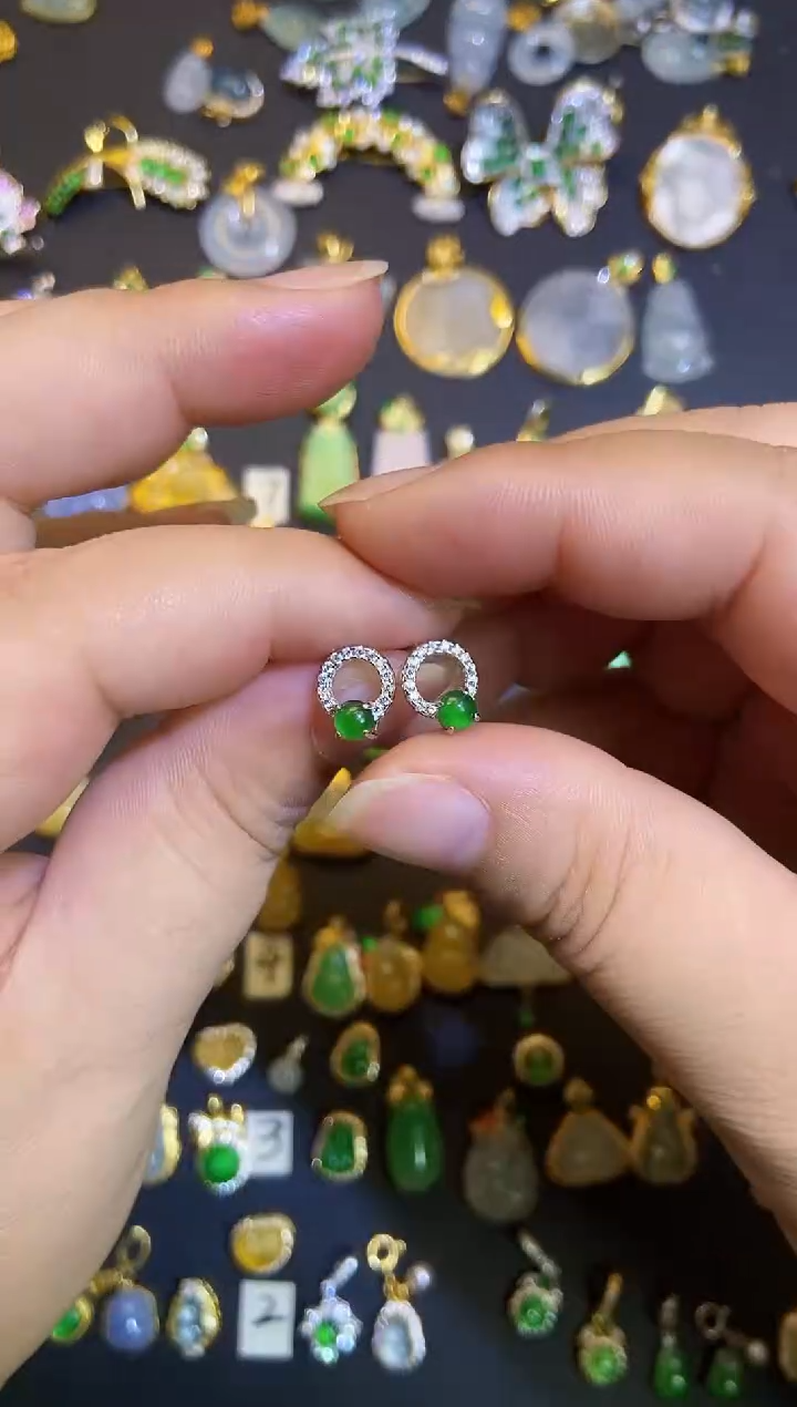 吊坠(不含链)银S925镶嵌翡翠1