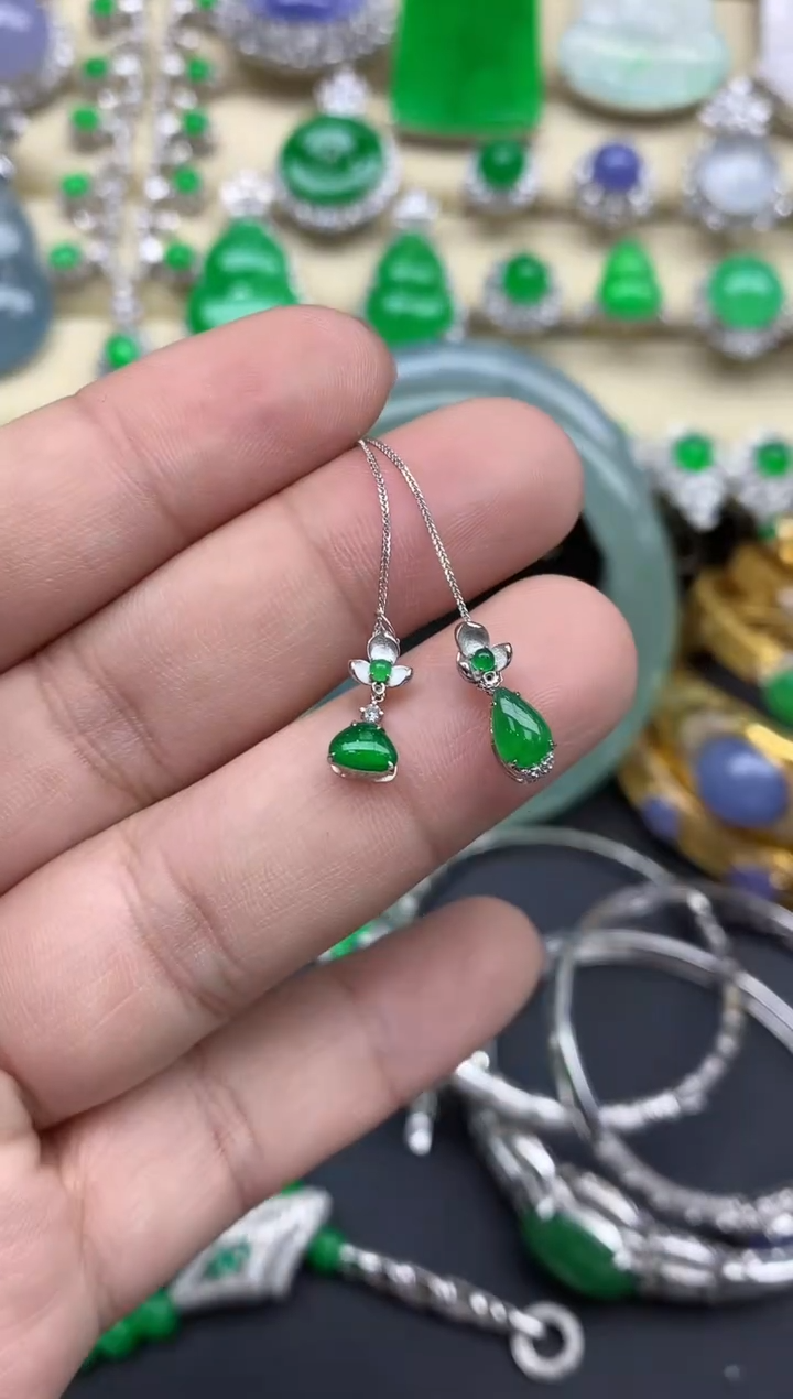 【闪购商品】翡翠耳饰18K金镶嵌152-中国好珍宝