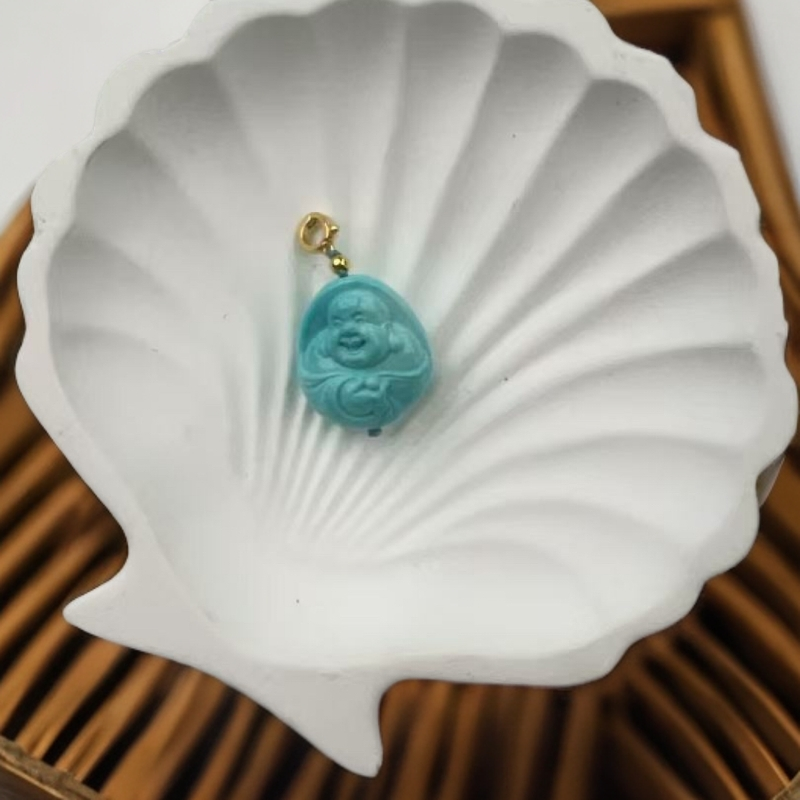 初见珠宝湖北原矿绿松石佛公吊坠背云