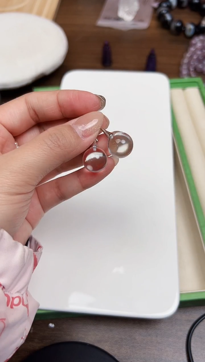 银S925镶嵌耳饰水晶悦4143