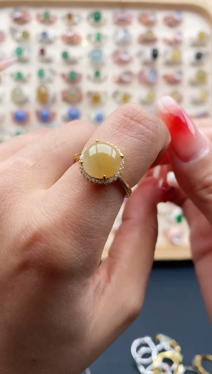 【闪购商品】翡翠戒指银S925镶嵌缅甸天然A货翡翠111  2-10