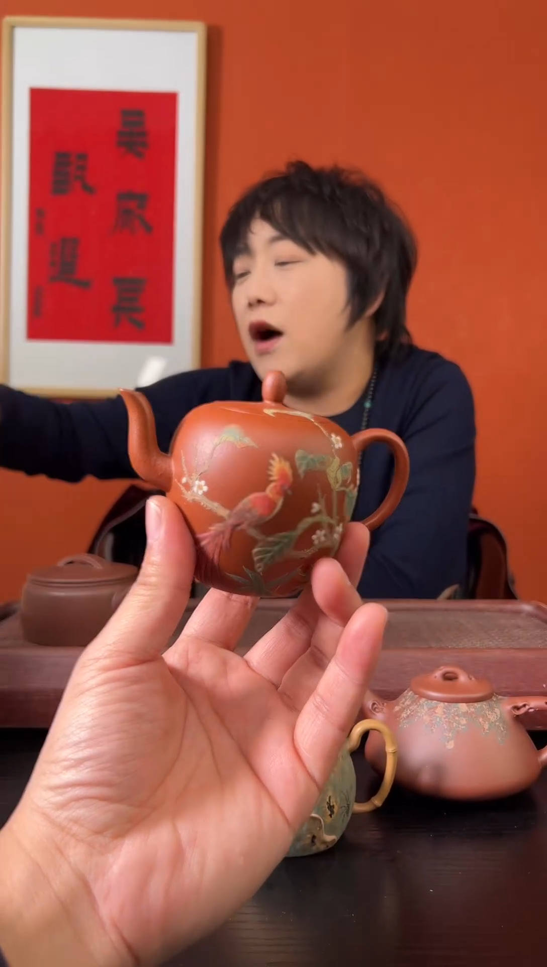 茶壶紫砂青*瓜美人尖 泥绘