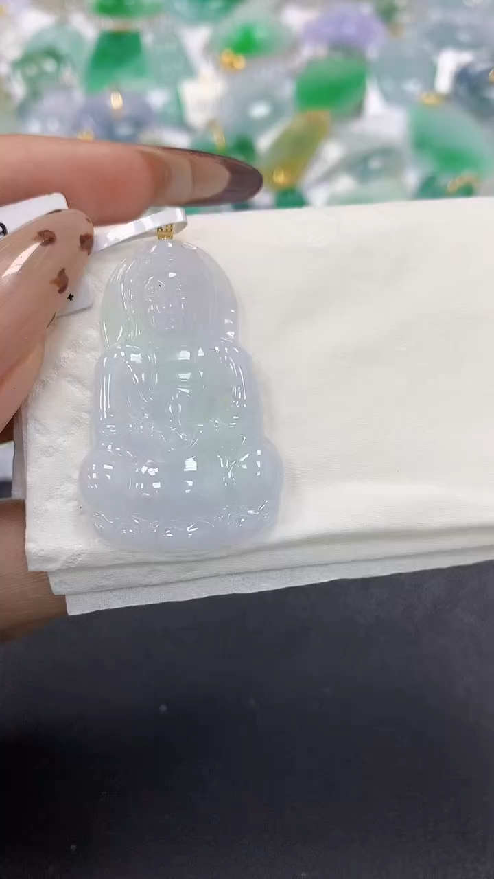 颈饰18K金镶嵌翡翠a货假一赔三支持复检百元上9元证书费自理