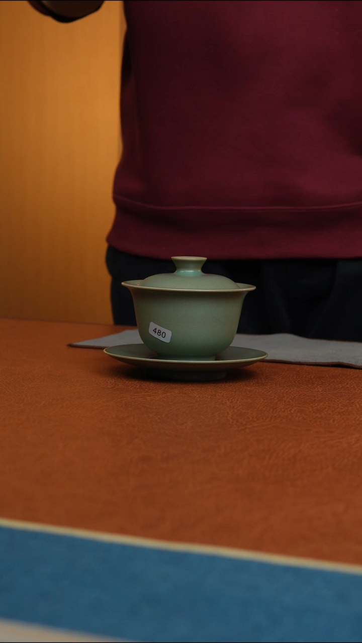 杯汝州原产地原矿釉微瑕柴烧元宝盖碗