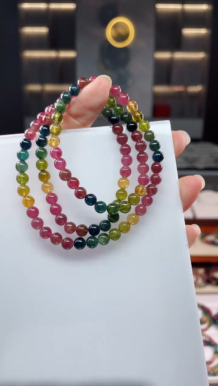 未镶嵌老矿碧玺三圈手串5mm+碧玺（多样性发一条）Q