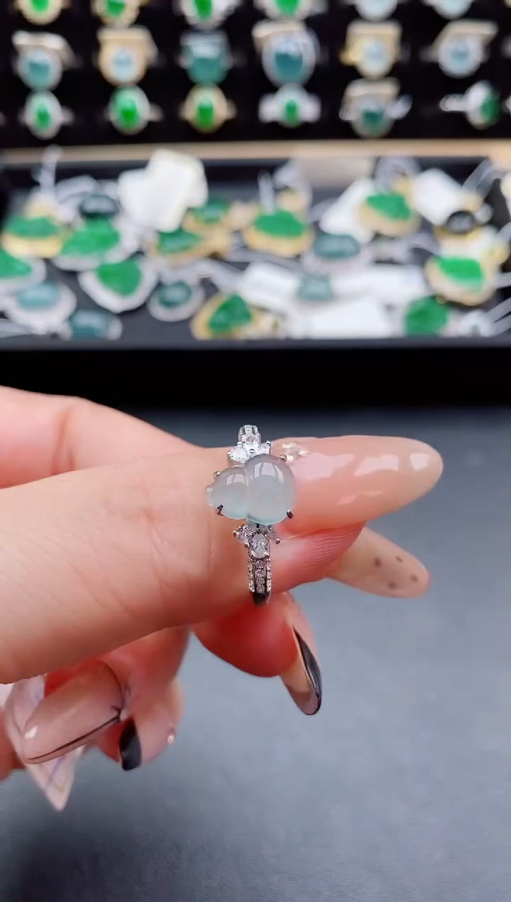 银S925镶嵌戒指翡翠1