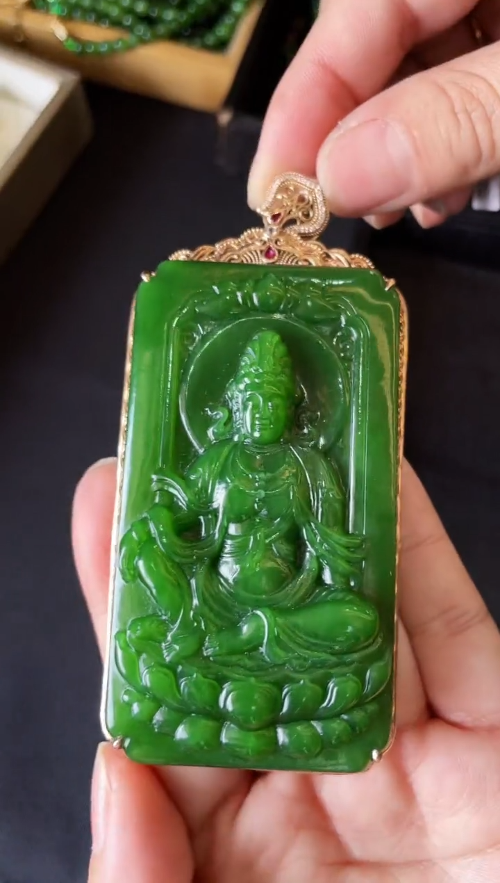 【闪购商品】和田玉吊坠18K金镶嵌多样性发一Z