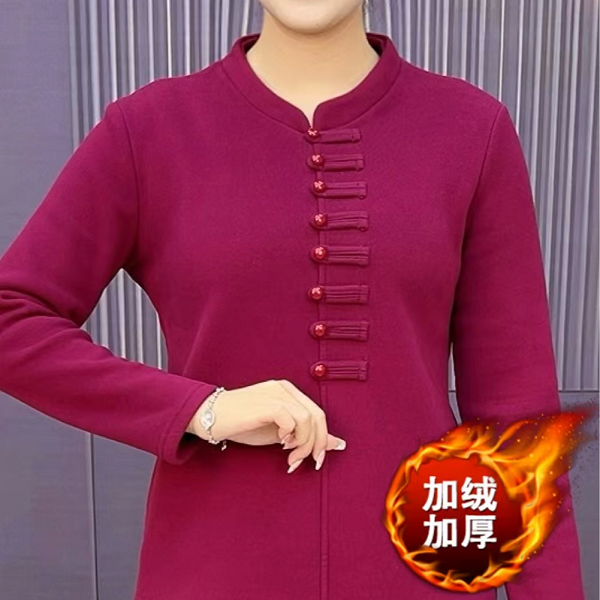 059新中式盘口加绒打底衫