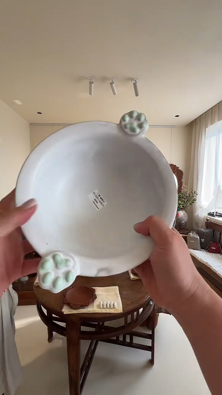 茶道摆件0000猫爪双耳碗大号绿色2110
