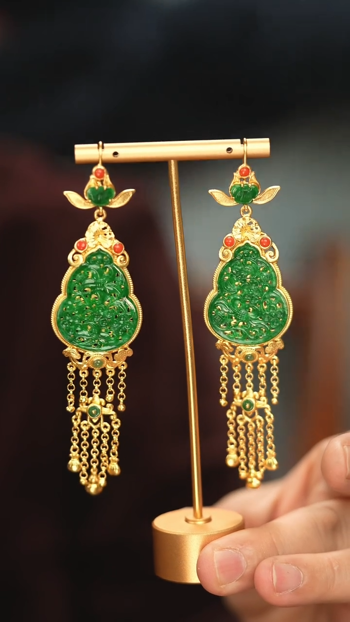 【闪购商品】翡翠耳饰银S925镶嵌新款