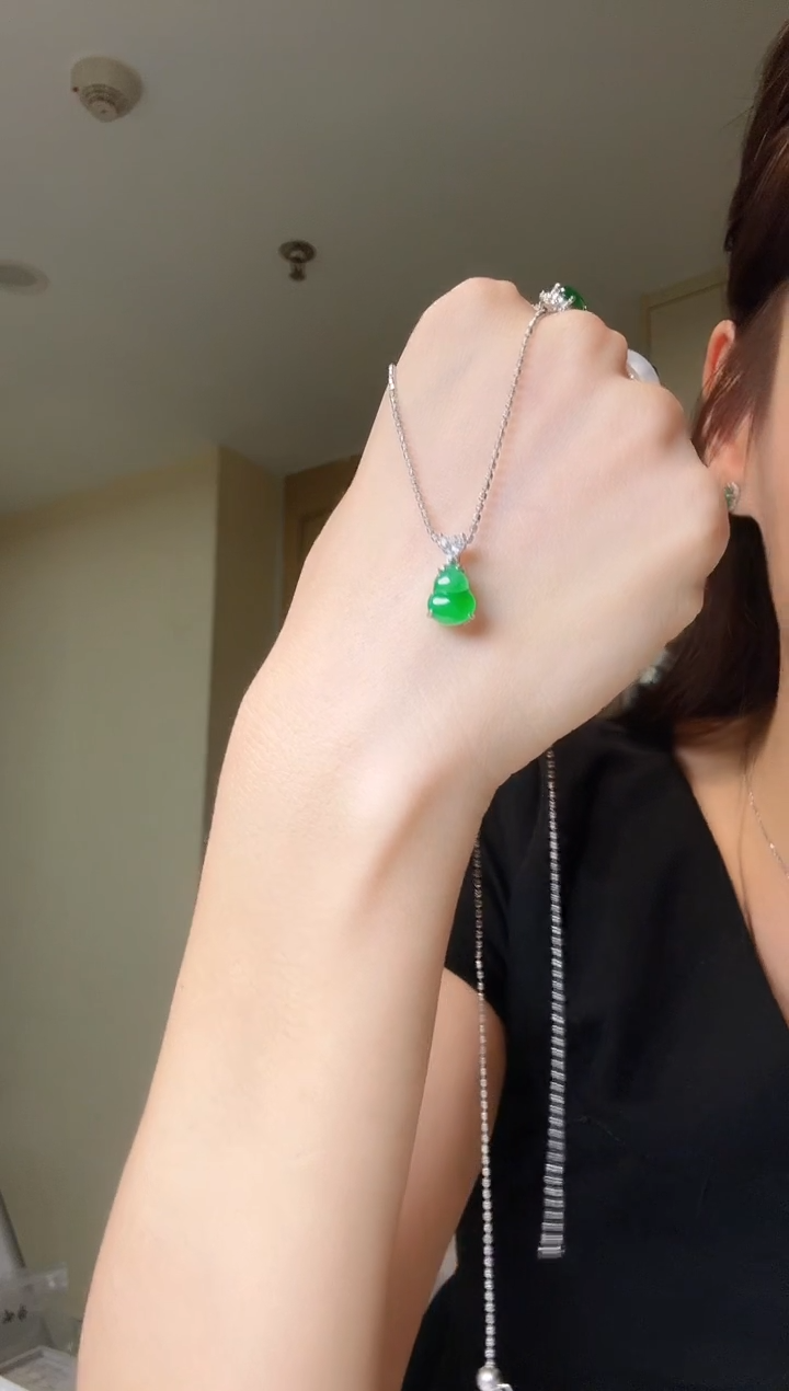 翡翠银S925镶嵌吊坠(不含链)天然翡翠吊坠