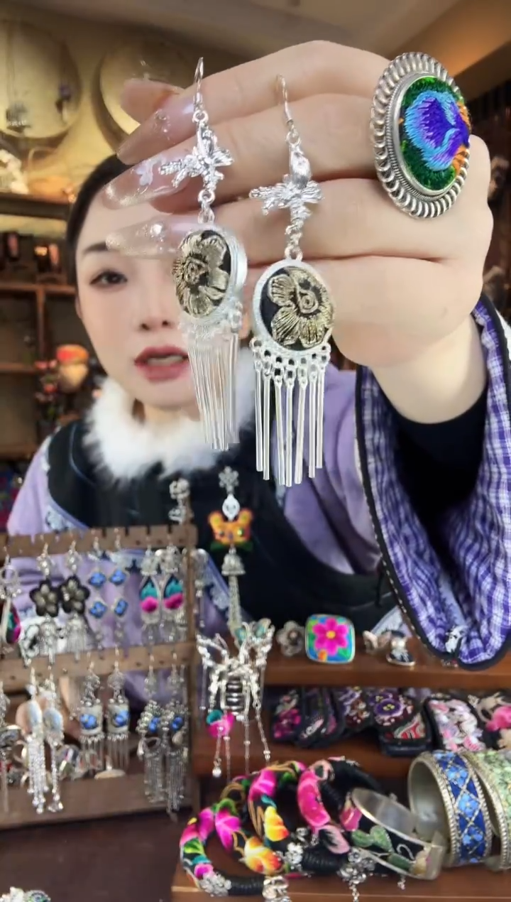 刺绣非遗刺绣民族风耳环