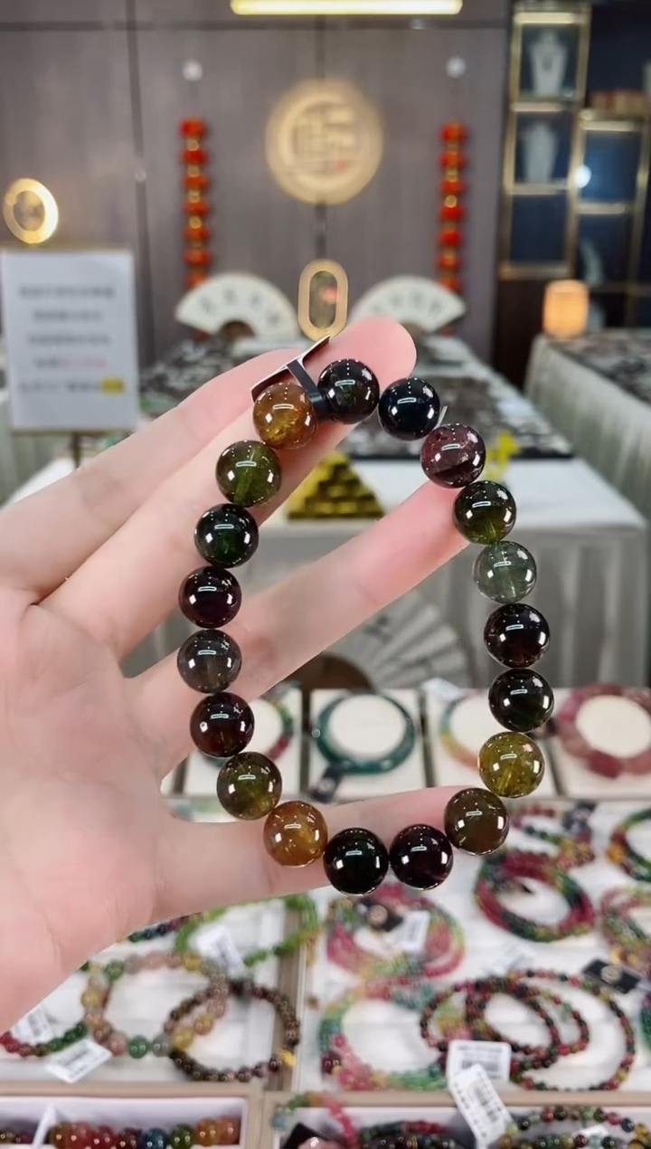 单圈手串10mm+未镶嵌碧玺dan一物一证