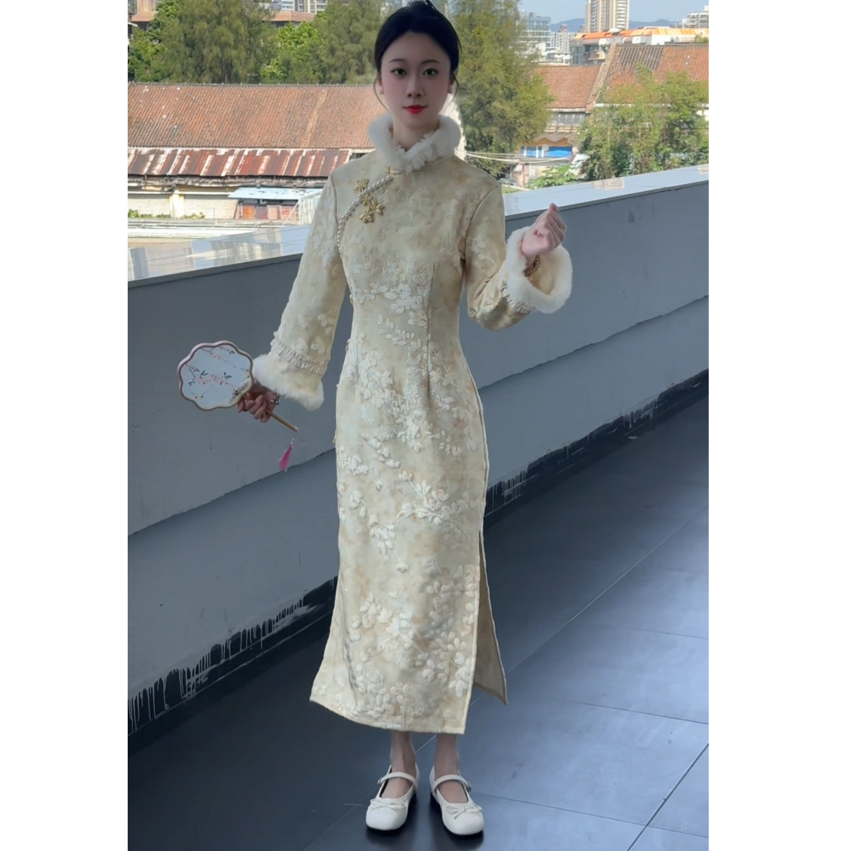 【C125】新中式2025秋冬新款名媛气质风小个子加绒旗袍裙