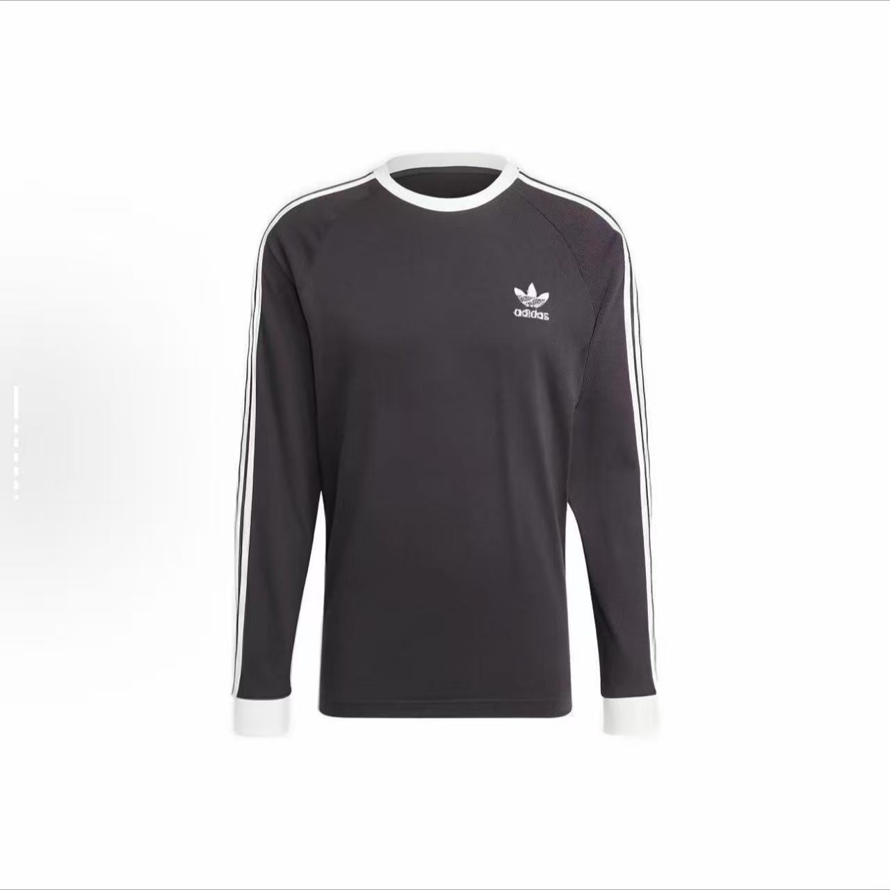 adidas/阿迪达斯系列 条纹双侧三叶草长袖T恤 男款 黑色IA4877