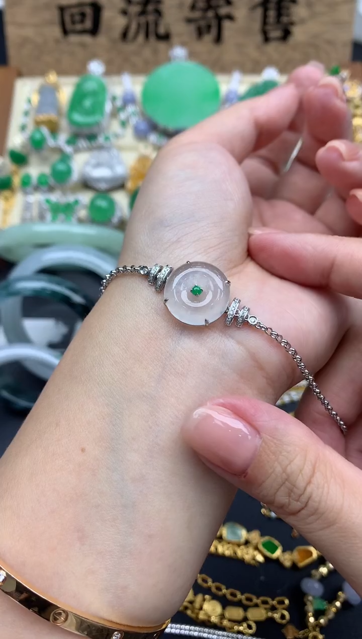 【闪购商品】翡翠手串18K金镶嵌450-中国好珍宝