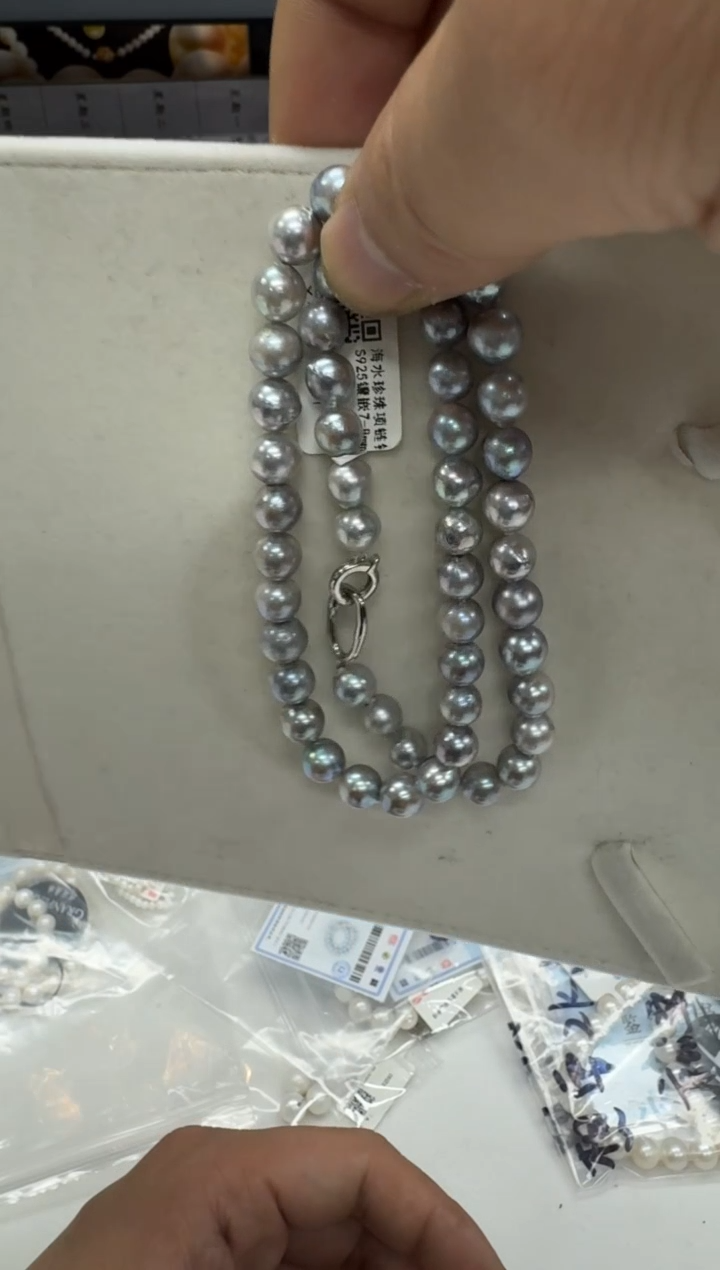 【闪购商品】海水珍珠项链银S925镶嵌7mm