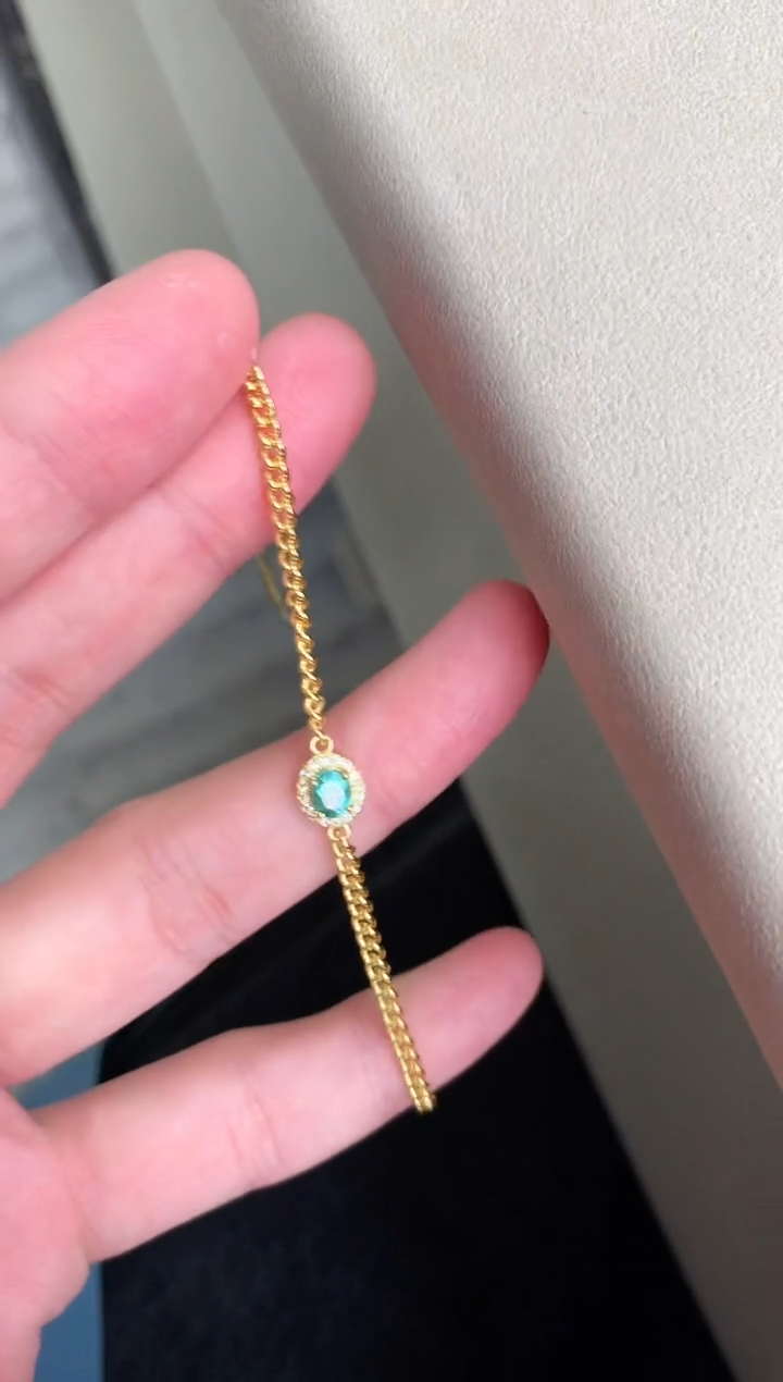 【闪购商品】祖母绿手链银S925镶嵌手链