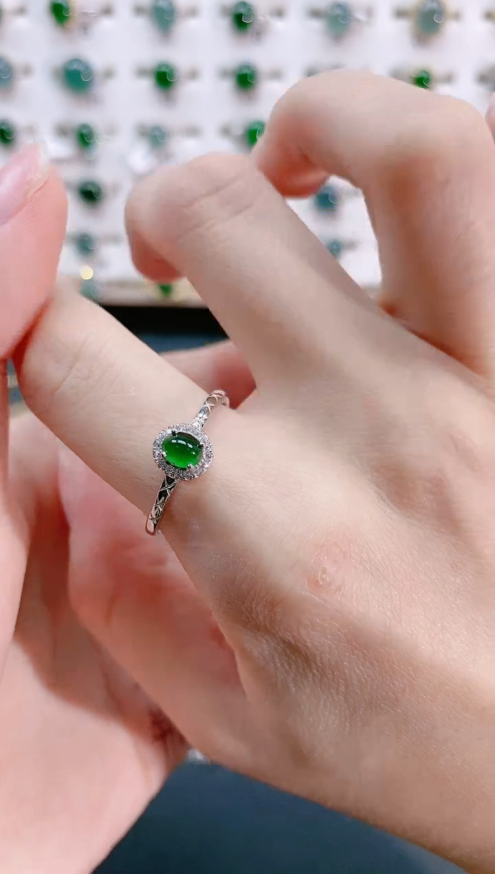 【闪购商品】翡翠戒指银S925镶嵌天然翡翠