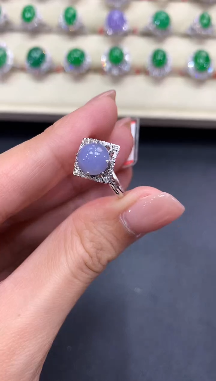 【闪购商品】翡翠戒指18K金镶嵌a93 紫货有色差