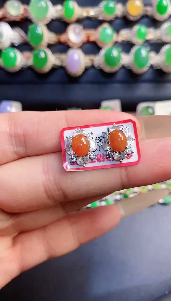 银S925镶嵌戒指翡翠天然