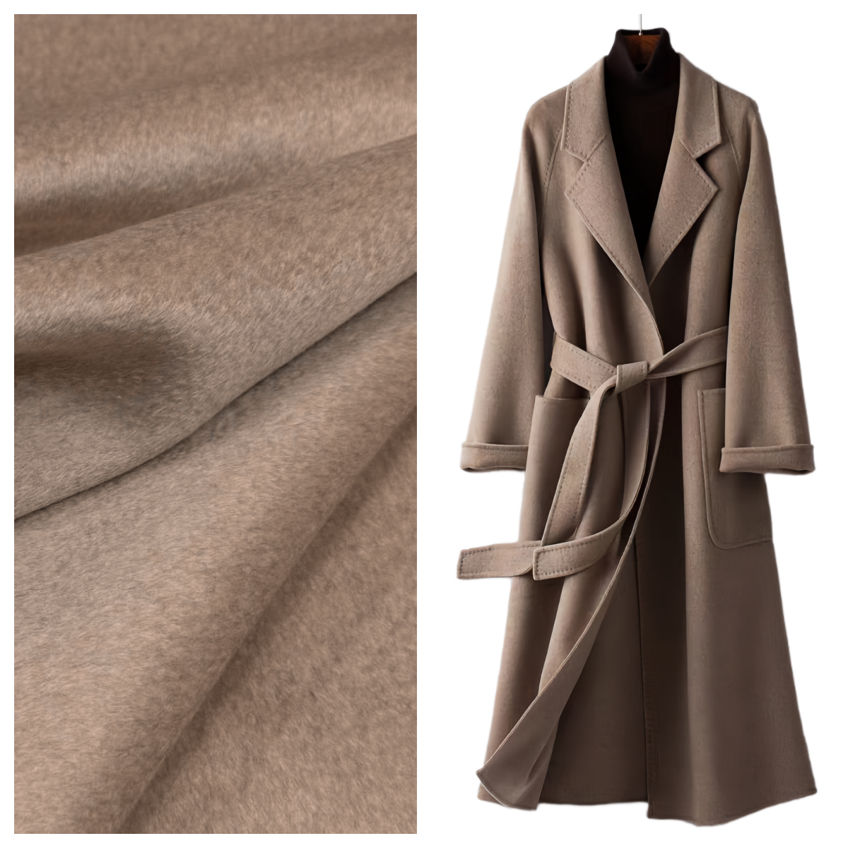 【山羊绒大衣】250505-经典双面羊绒大衣女长款外套显瘦气质时尚